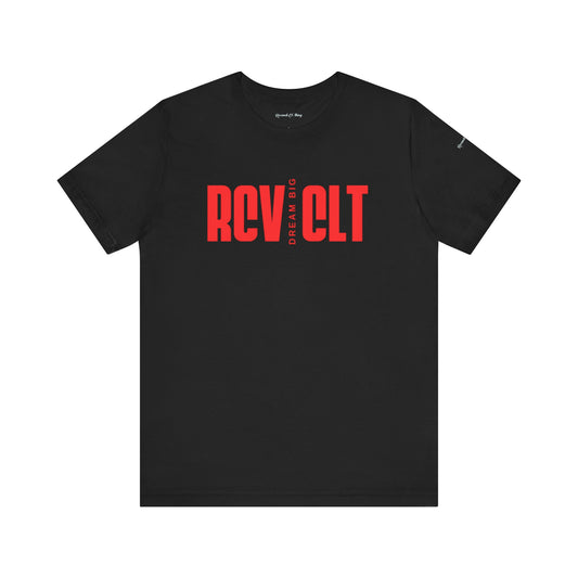 Bold Graphic Tee with 'RCV CLT' Design, Unisex Short Sleeve Shirt, Casual Wear, Gifts for Him/Her, Fashionable Streetwear