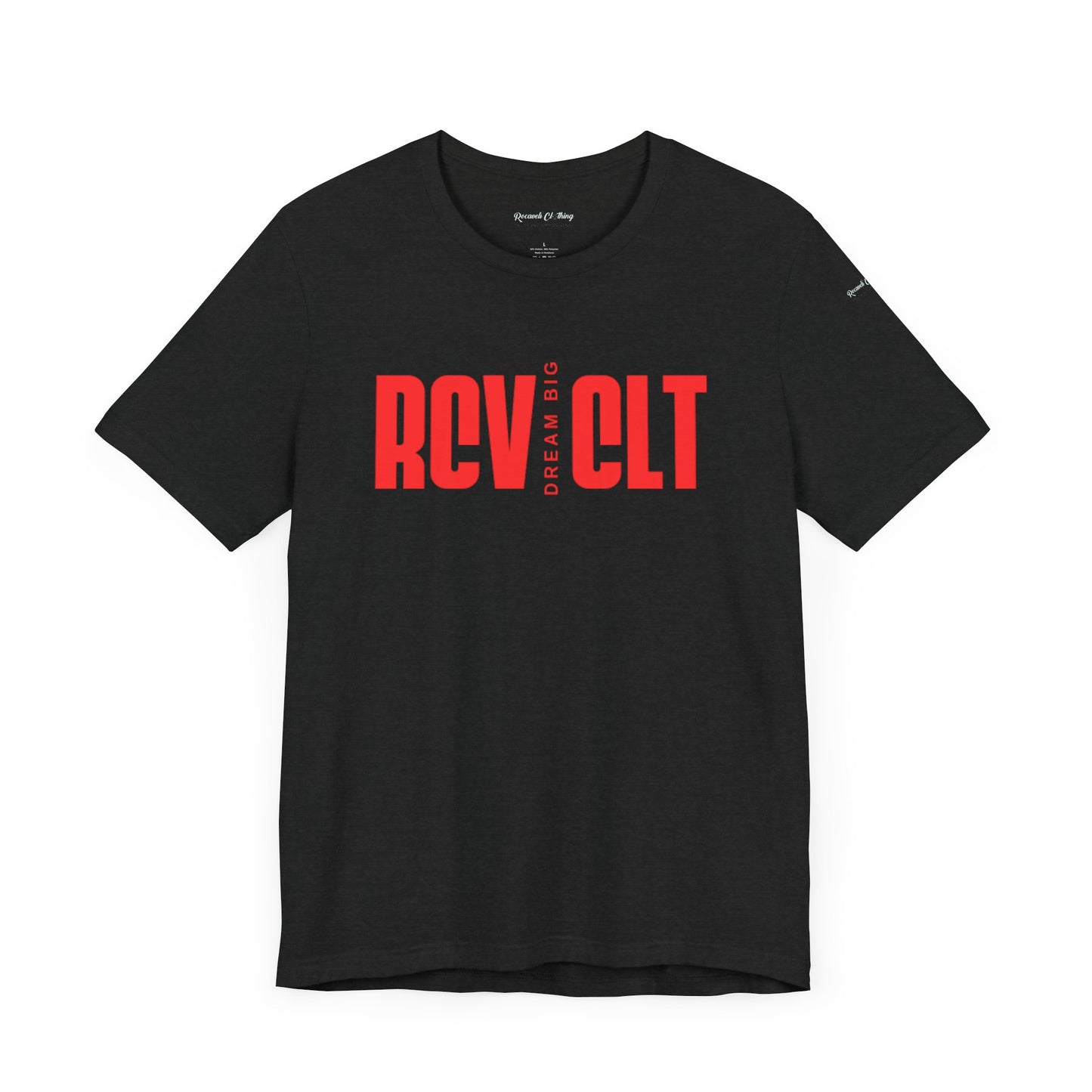 Bold Graphic Tee with 'RCV CLT' Design, Unisex Short Sleeve Shirt, Casual Wear, Gifts for Him/Her, Fashionable Streetwear