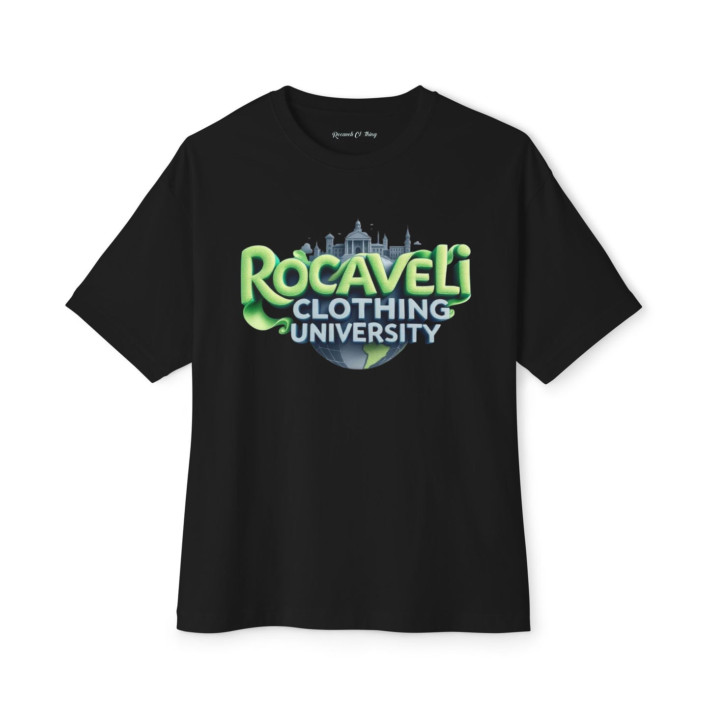ROCAVELI CLOTHING UNIVERSITY Unisex Oversized Boxy Tee, Comfortable Graphic Tee,