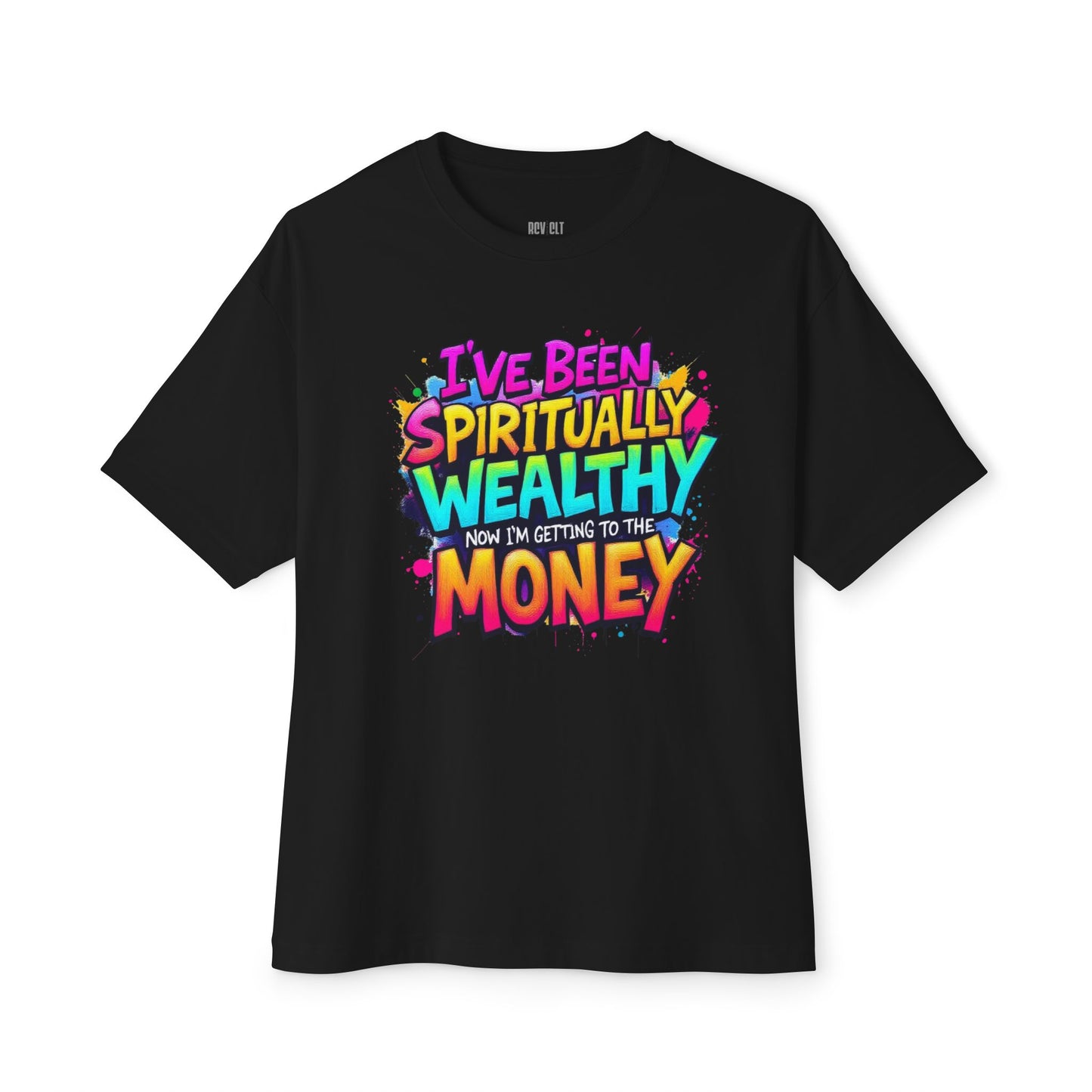 Spiritual Wealth Oversized Tee - Colorful Boxy Shirt for Manifestation, Affirmation Wear, Inspirational Gift,
