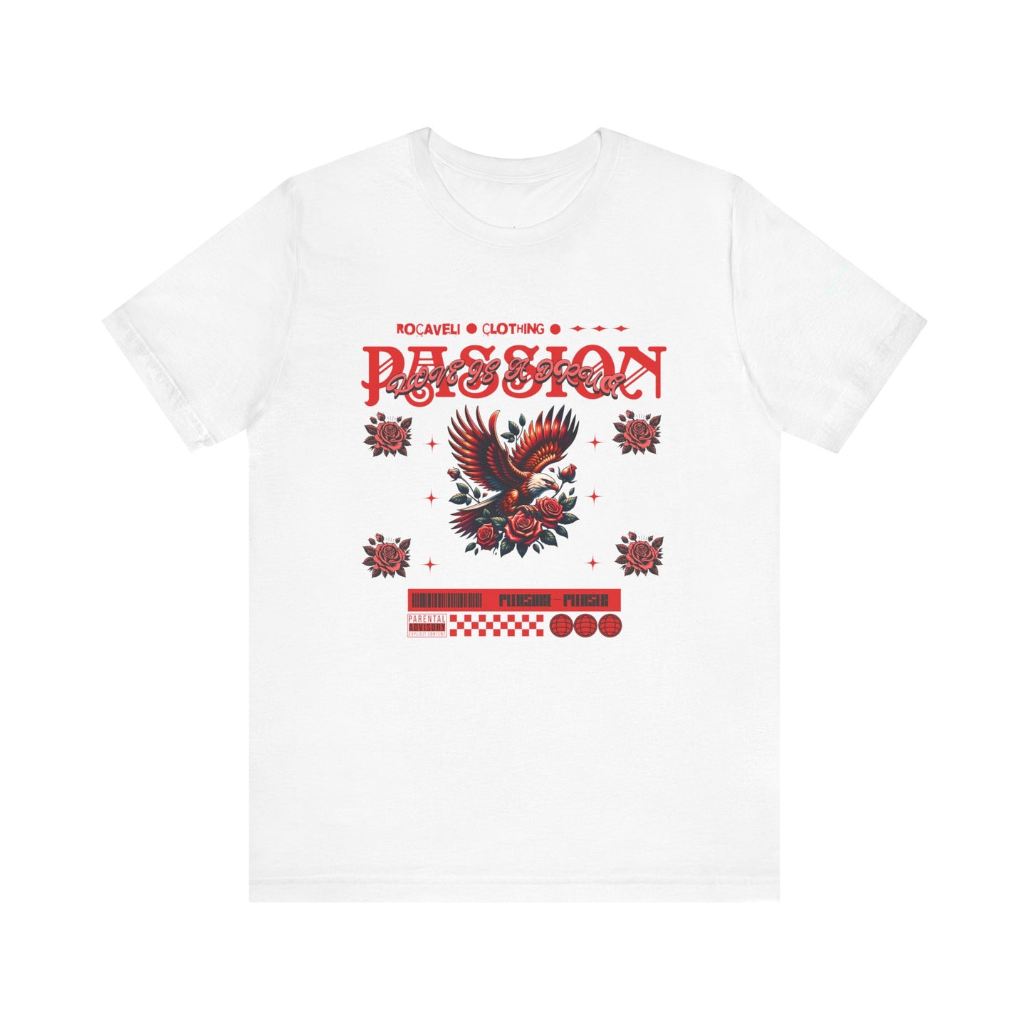 Unisex Passion Graphic Tee - Vintage-Inspired Eagle & Roses Design
