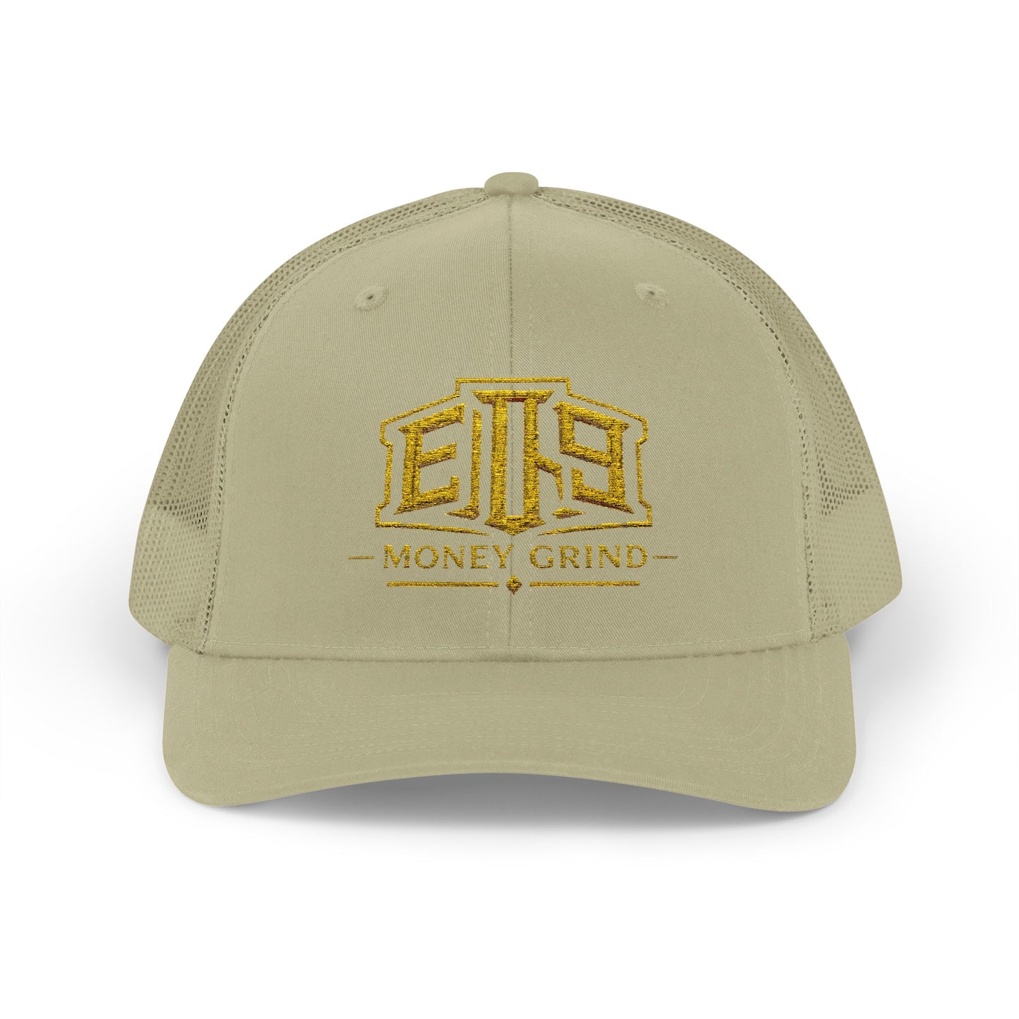 Money Grind Gold Logo Snapback Trucker Cap