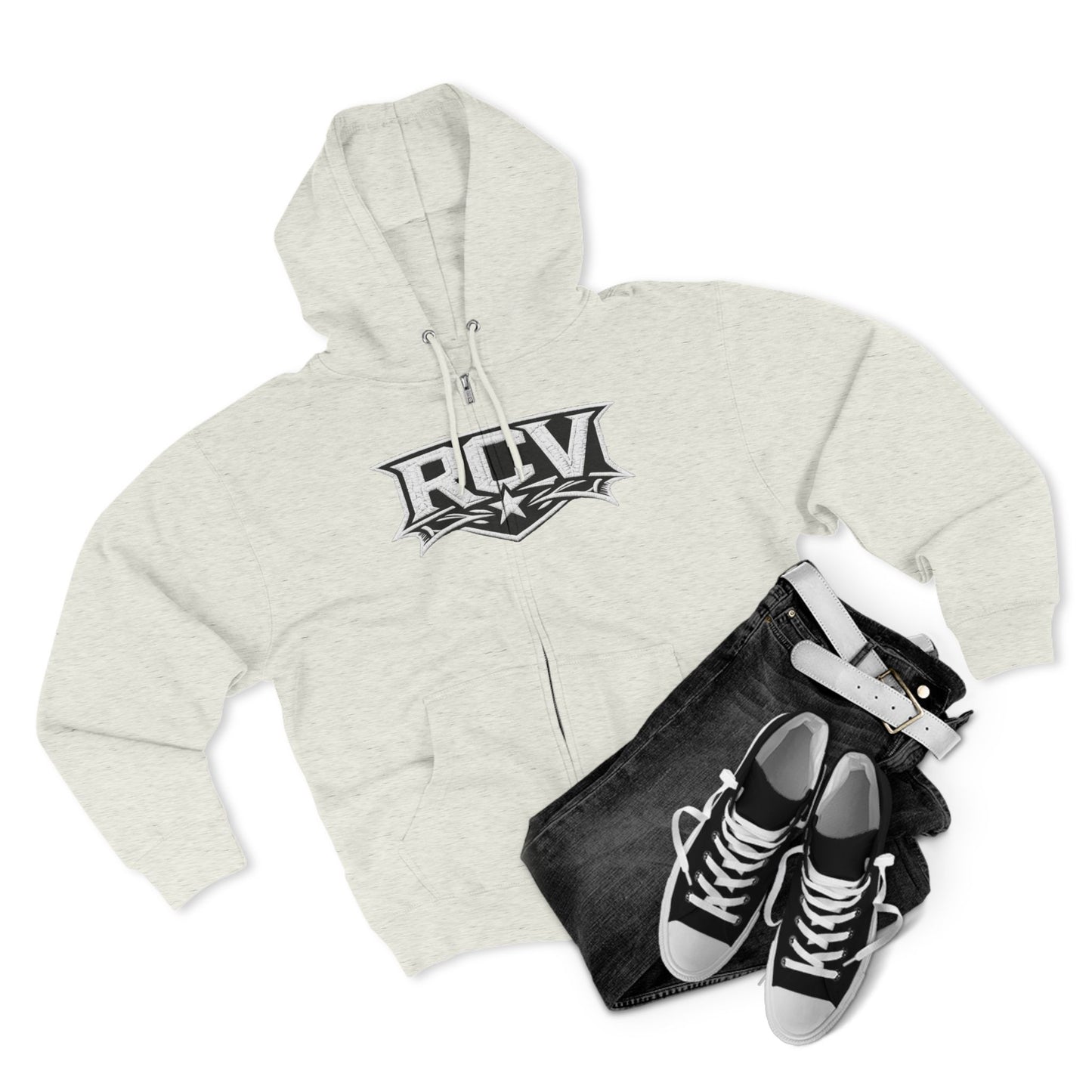 Rocaveli Zip-Up 3RD EYE Hoodie — Graphic Logo Streetwear Jacket