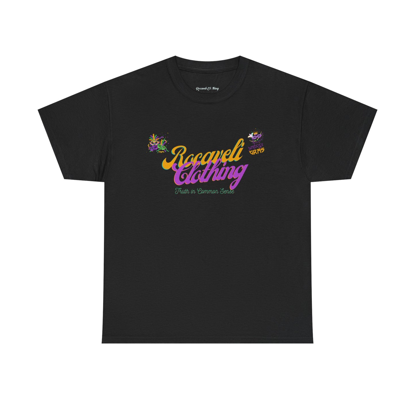 MARDI GRAS Tee – "Rocaveli Clothing" Vintage Logo T‑Shirt