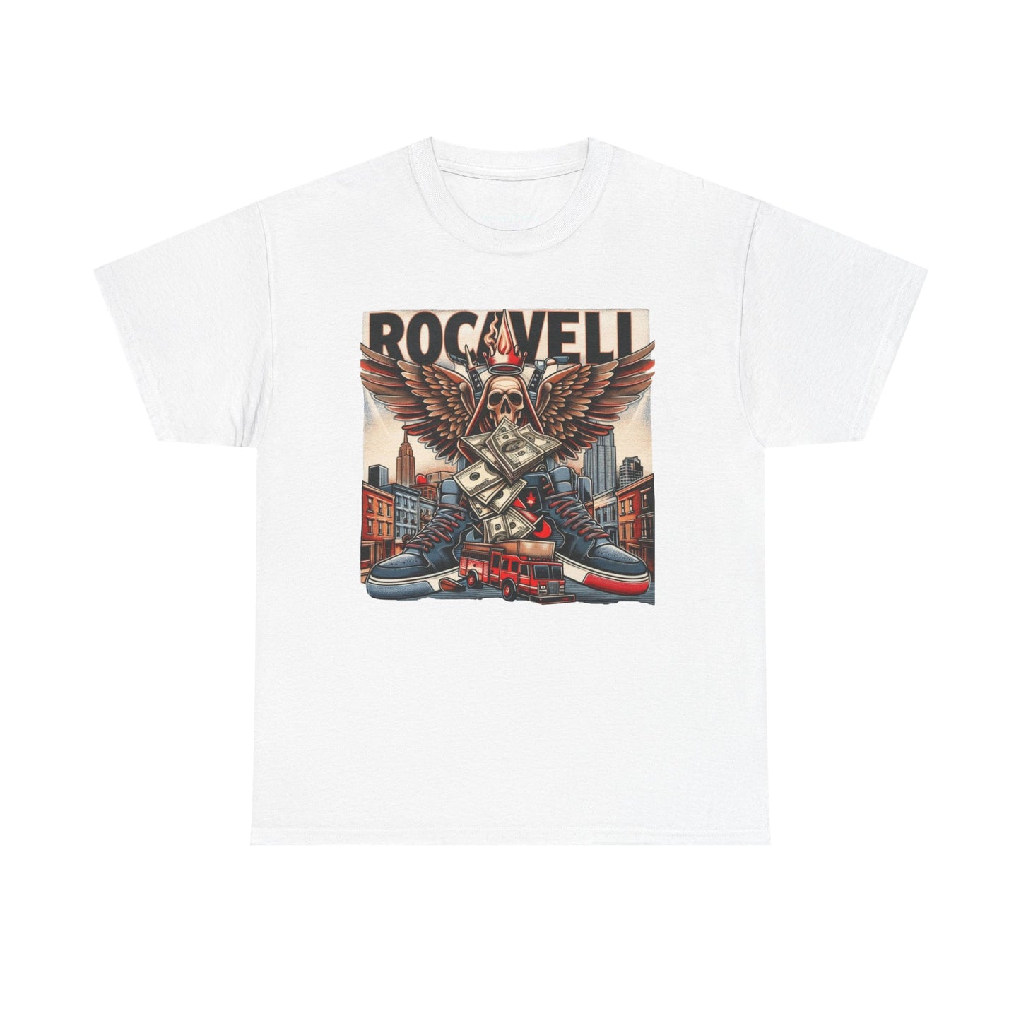 ROCAVELI CLOTHING Graphic Tee - Vintage Winged Skull City Skate Design