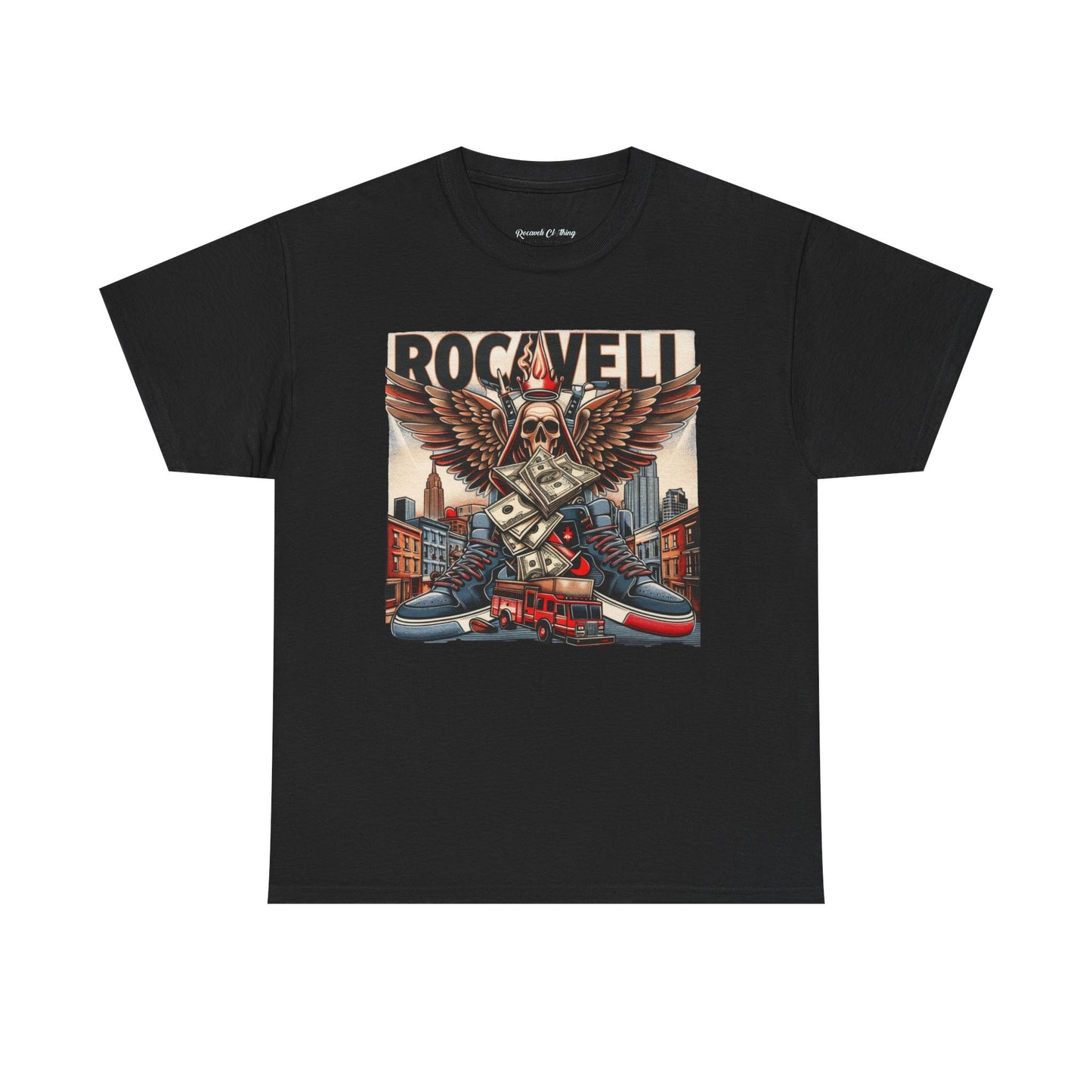 ROCAVELI CLOTHING Graphic Tee - Vintage Winged Skull City Skate Design
