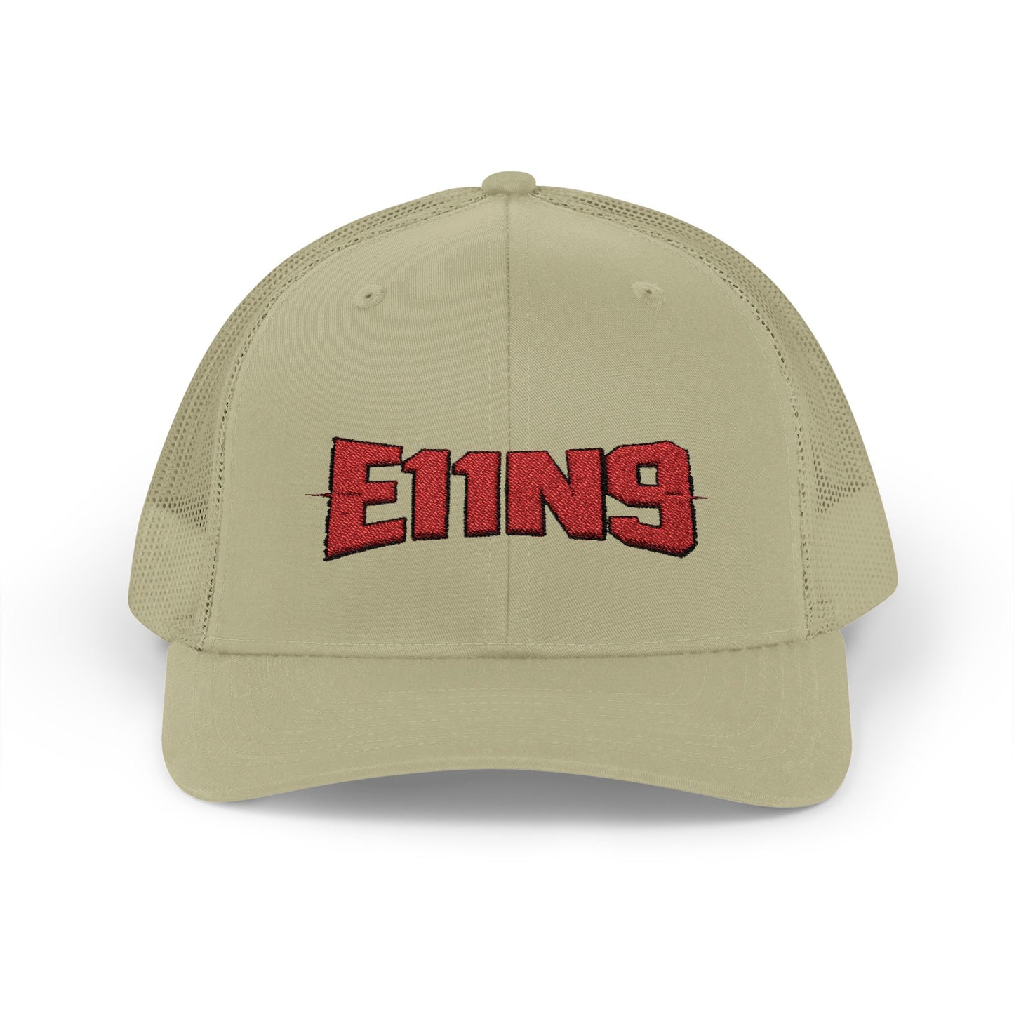 E11N9 Trucker Hat — Retro Red Embroidered Snapback Cap