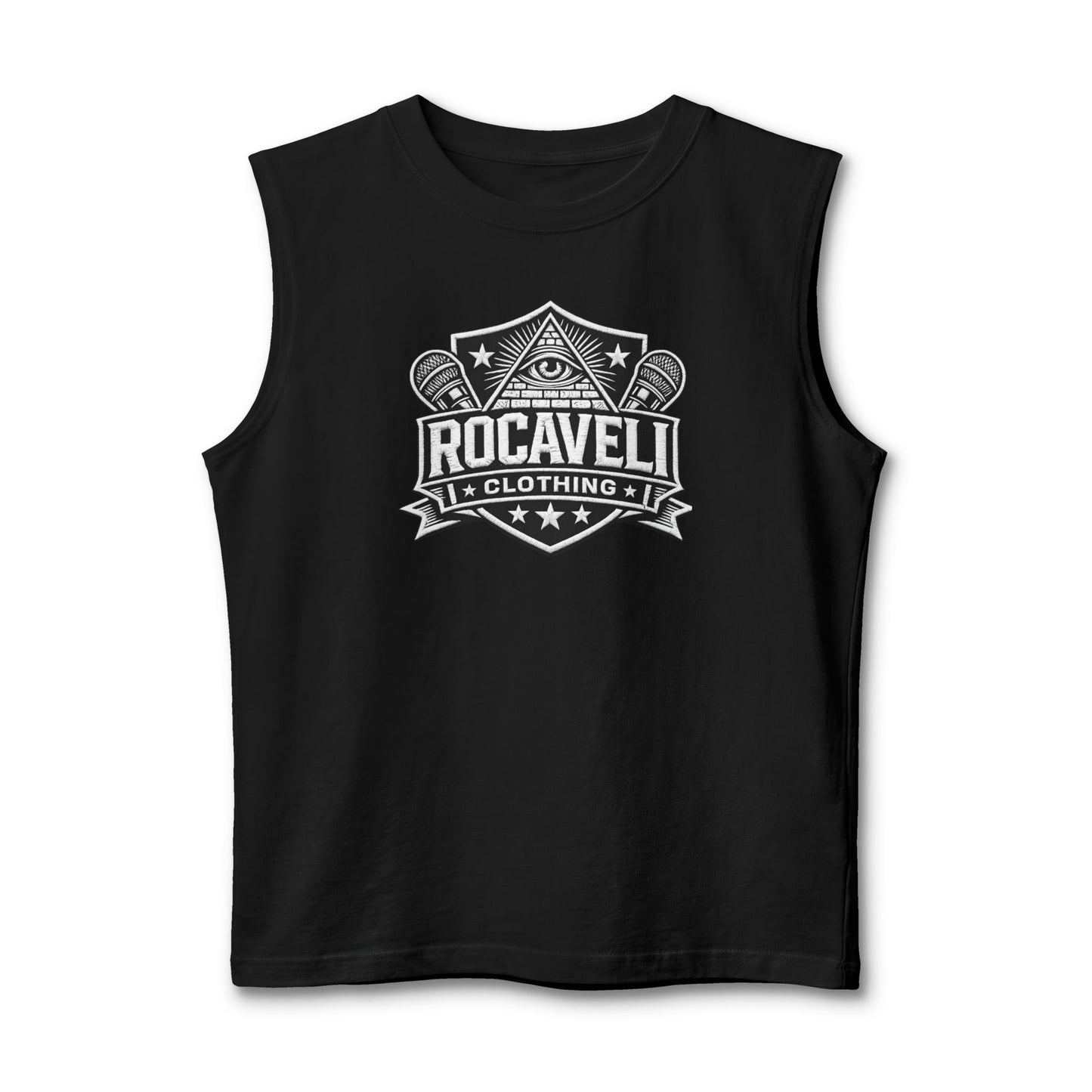 Rocaveli Shield Muscle Tank — Vintage All-Seeing Eye Logo Sleeveless Tee