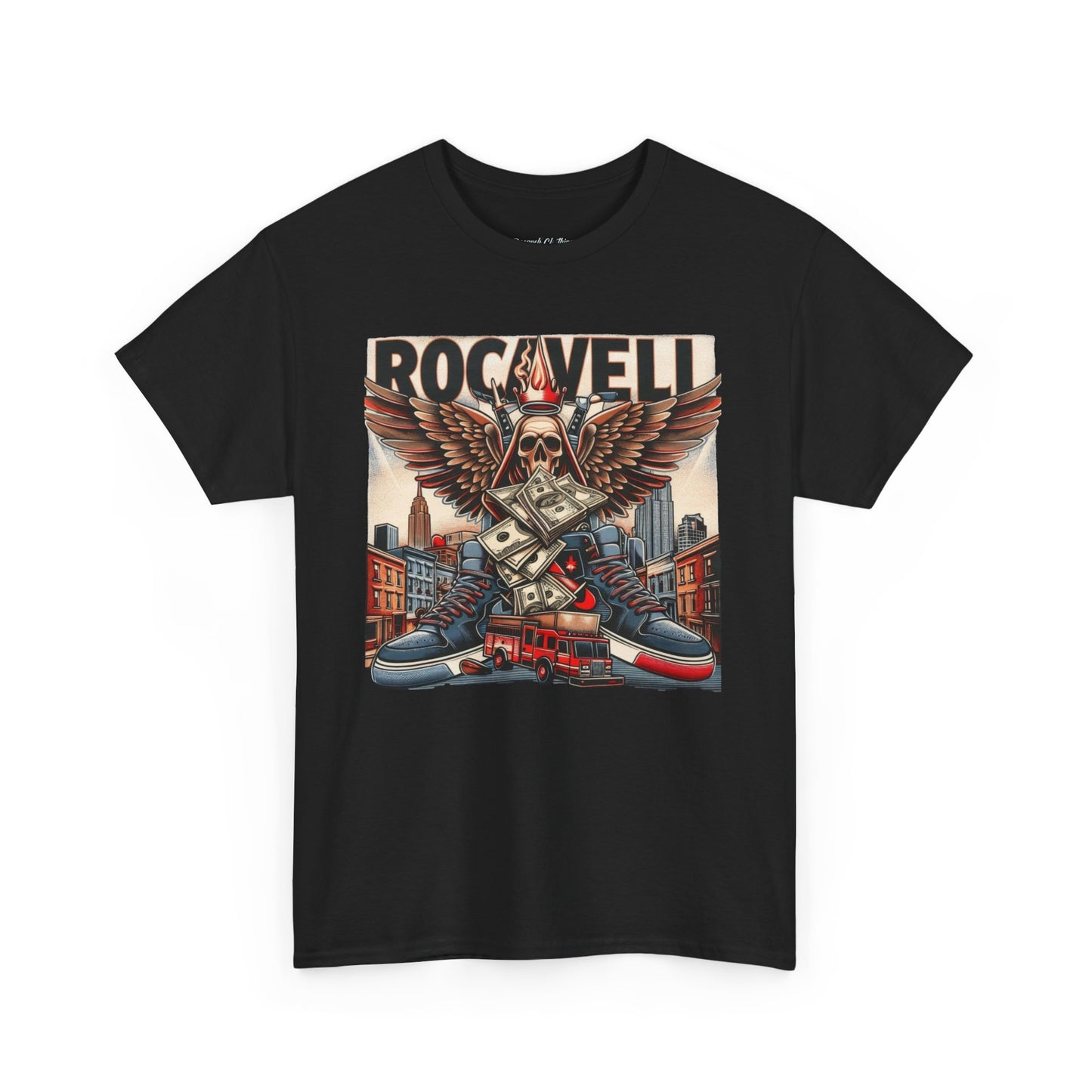 ROCAVELI CLOTHING Graphic Tee - Vintage Winged Skull City Skate Design