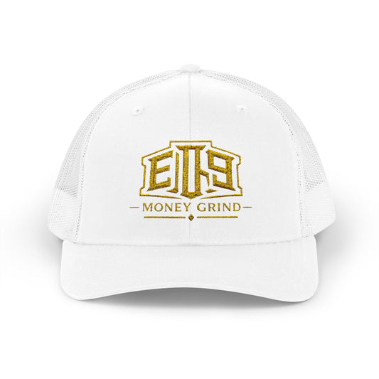 Money Grind Gold Logo Snapback Trucker Cap