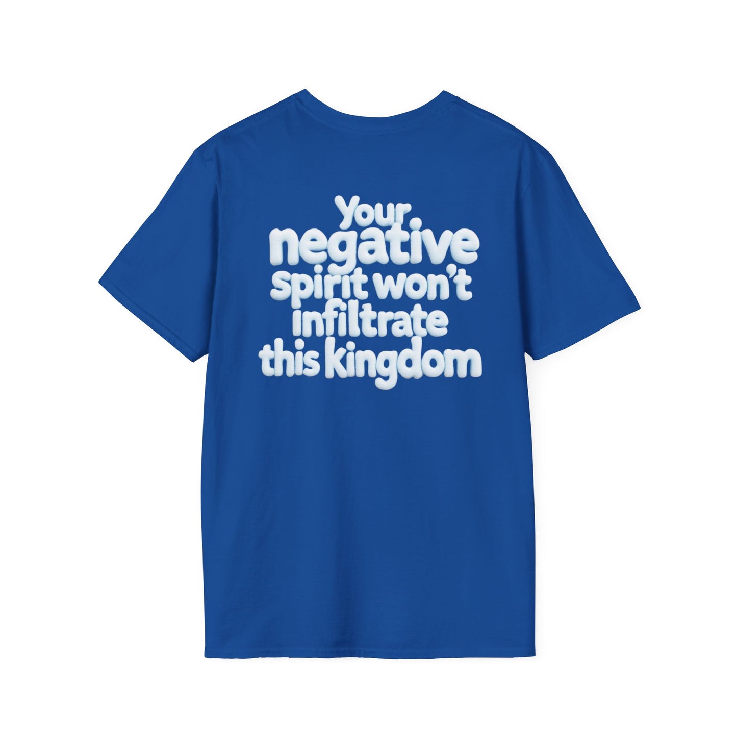 T-Shirt — Rocaveli Clothing “Truth in Common Sense” / Back: “Your negative spirit won’t infiltrate this kingdom”
