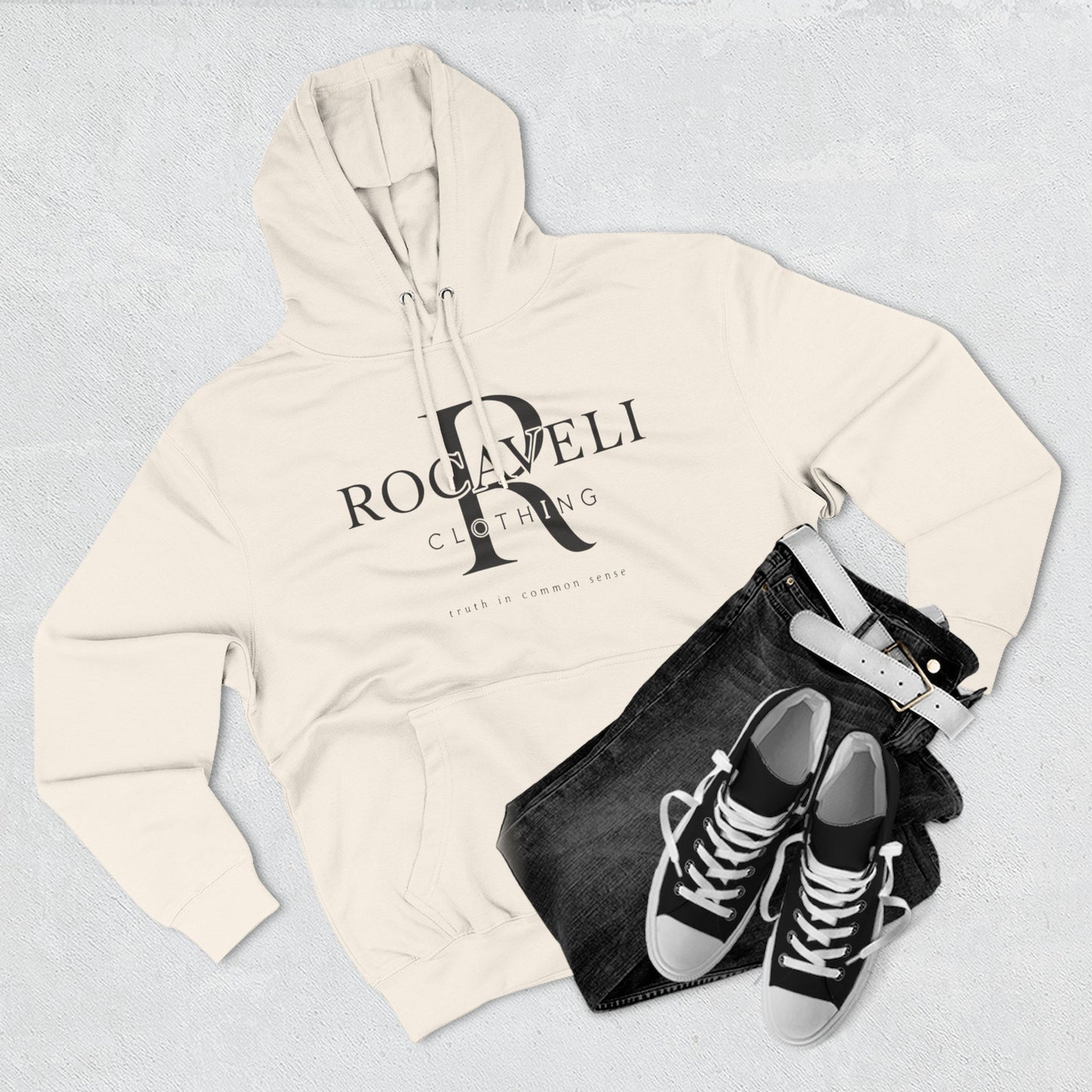 premium Rocaveli Logo Hoodie — Minimal Luxury Fleece Hoodie
