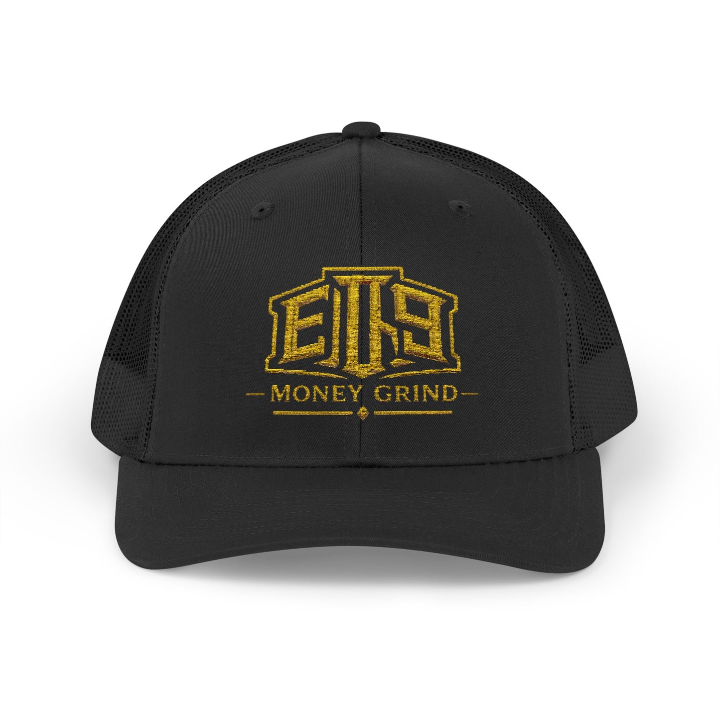 Money Grind Gold Logo Snapback Trucker Cap