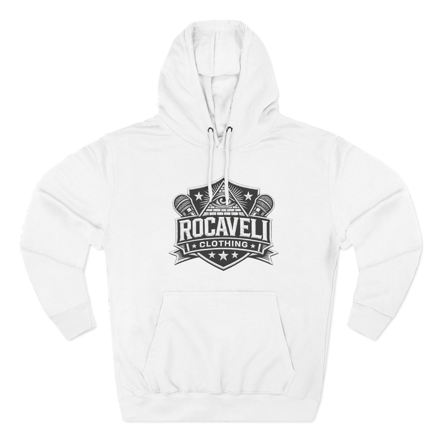 Rocaveli Logo Hoodie — Retro Shield Graphic Fleece Pullover