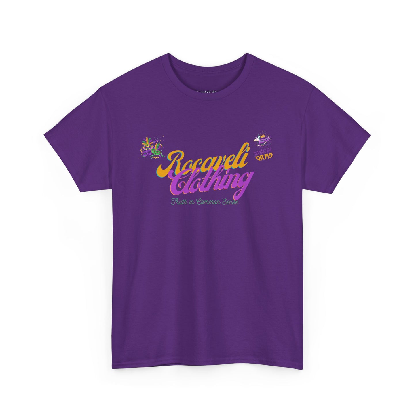 MARDI GRAS Tee – "Rocaveli Clothing" Vintage Logo T‑Shirt