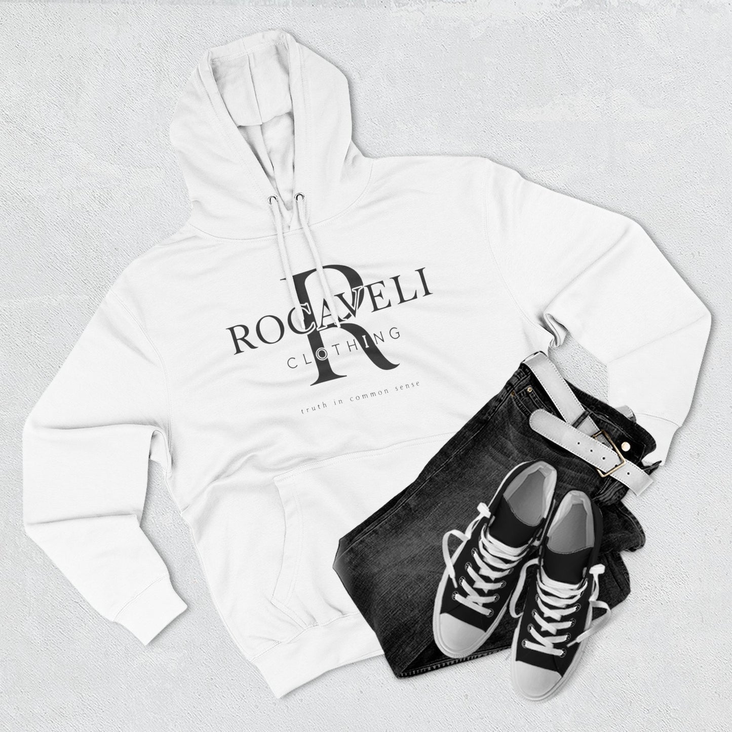 premium Rocaveli Logo Hoodie — Minimal Luxury Fleece Hoodie