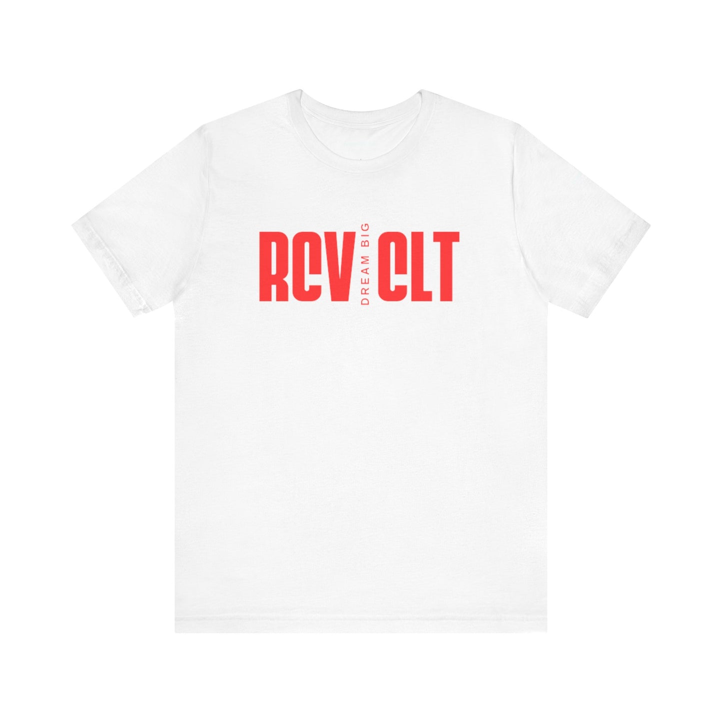 Bold Graphic Tee with 'RCV CLT' Design, Unisex Short Sleeve Shirt, Casual Wear, Gifts for Him/Her, Fashionable Streetwear