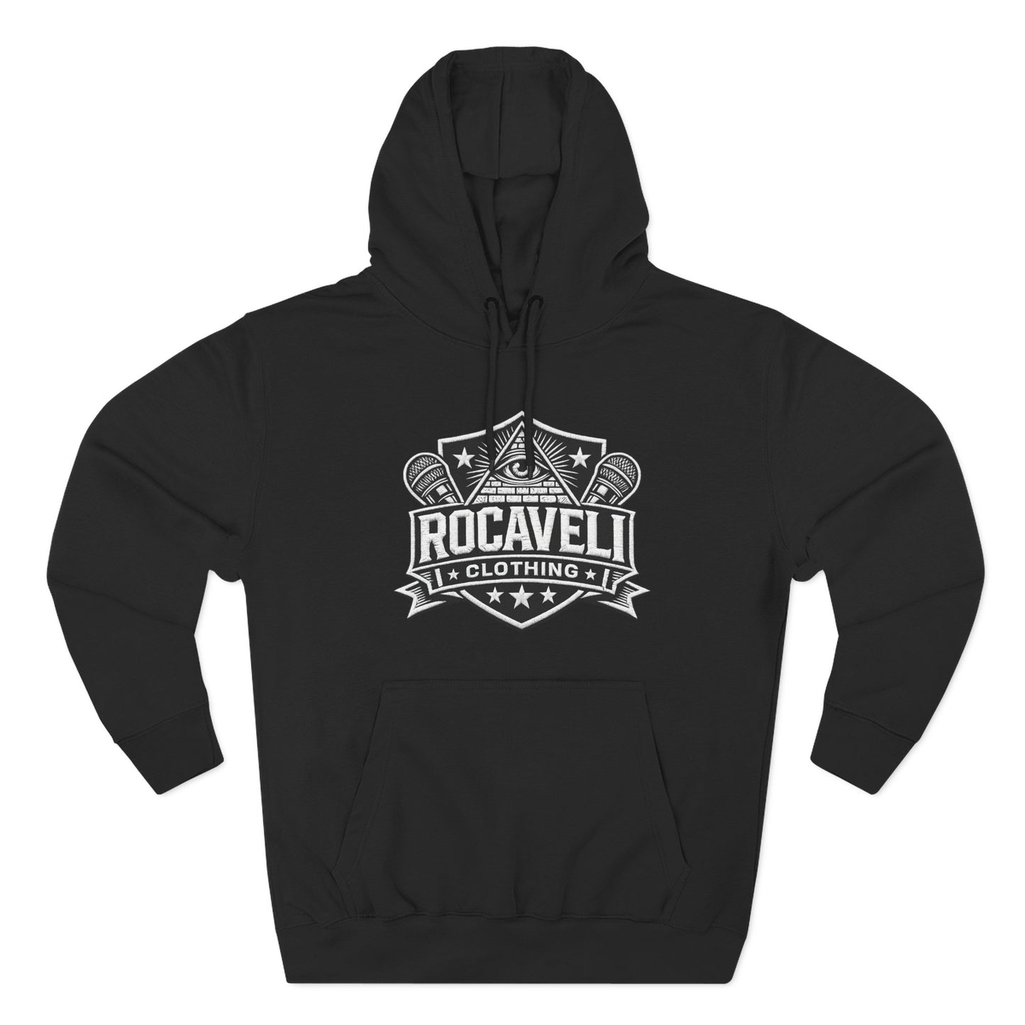 Rocaveli Logo Hoodie — Retro Shield Graphic Fleece Pullover