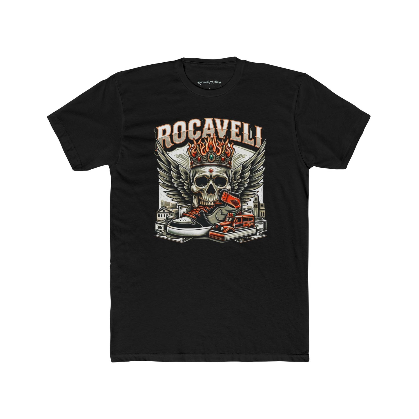 Rock & Ride Skull ROCAVELI Tee — "Rocavell" Graphic T-Shirt for Bikers & Streetwear