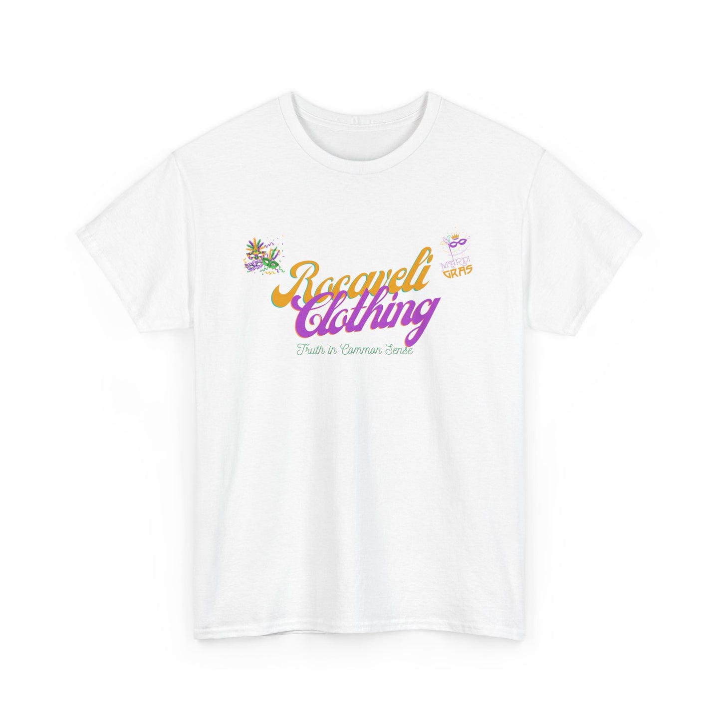 MARDI GRAS Tee – "Rocaveli Clothing" Vintage Logo T‑Shirt