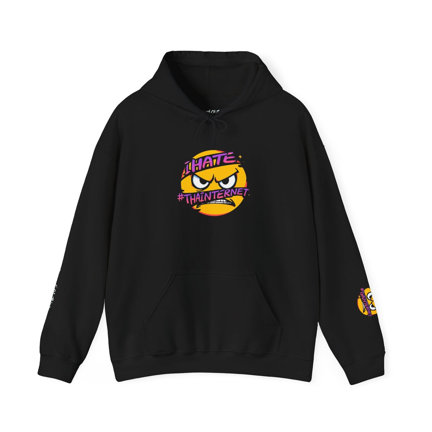 ROCAVELI CLOTHING — 'I Hate The Internet' Retro Sun Logo Hooded Sweatshirt