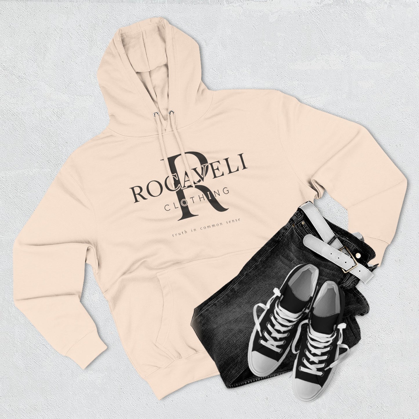 premium Rocaveli Logo Hoodie — Minimal Luxury Fleece Hoodie