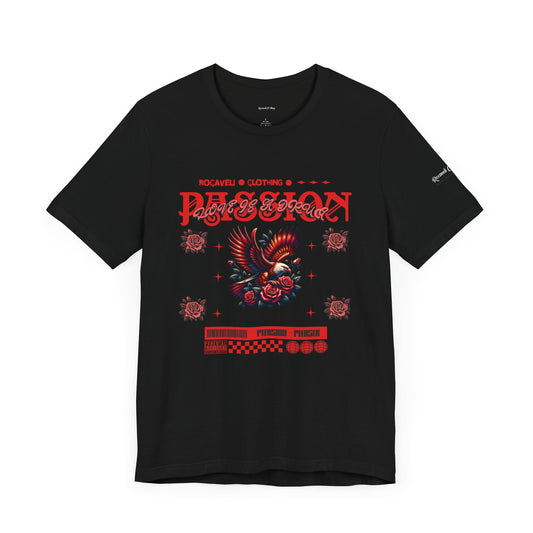 Unisex Passion Graphic Tee - Vintage-Inspired Eagle & Roses Design
