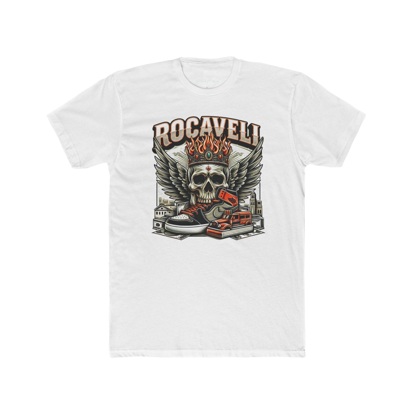 Rock & Ride Skull ROCAVELI Tee — "Rocavell" Graphic T-Shirt for Bikers & Streetwear