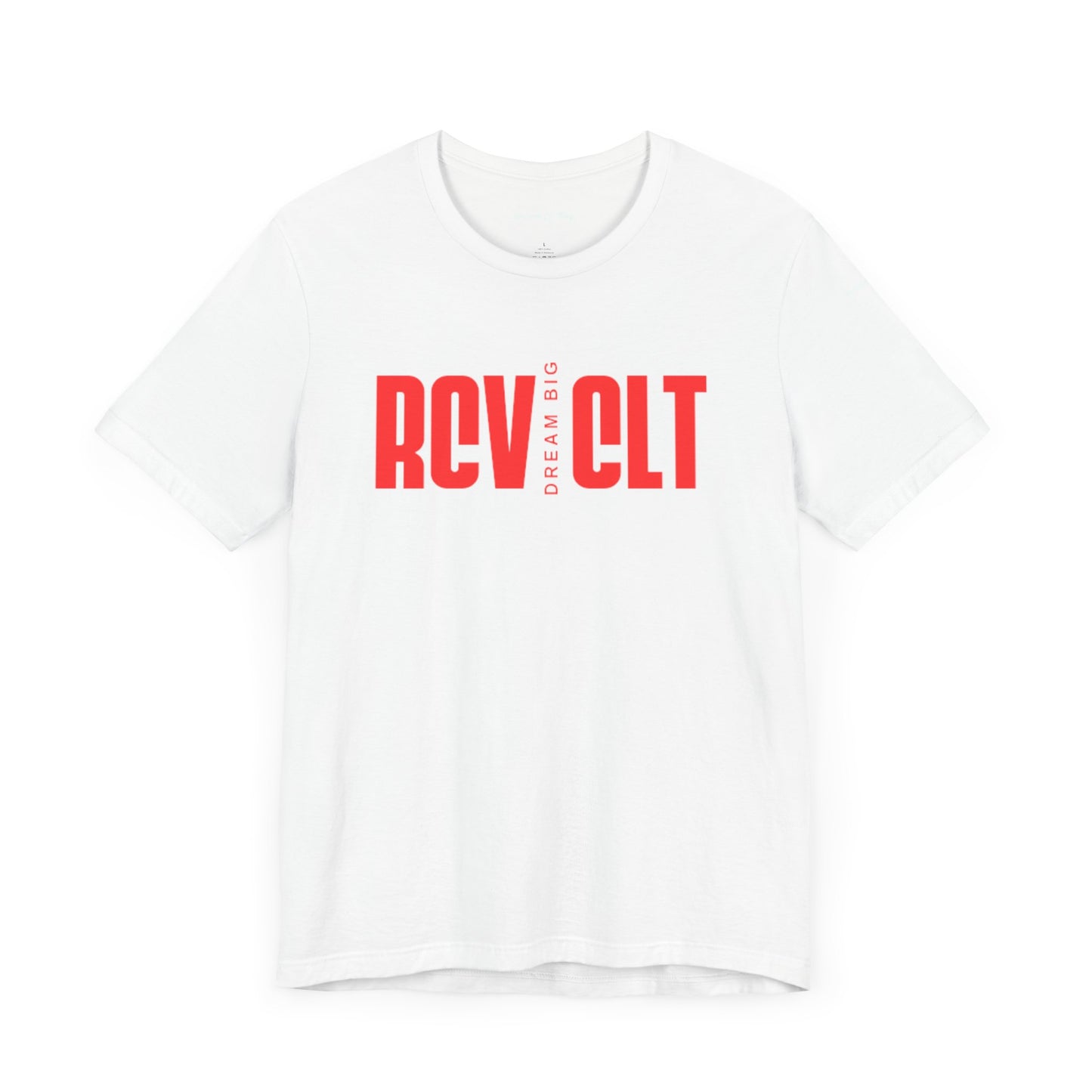 Bold Graphic Tee with 'RCV CLT' Design, Unisex Short Sleeve Shirt, Casual Wear, Gifts for Him/Her, Fashionable Streetwear