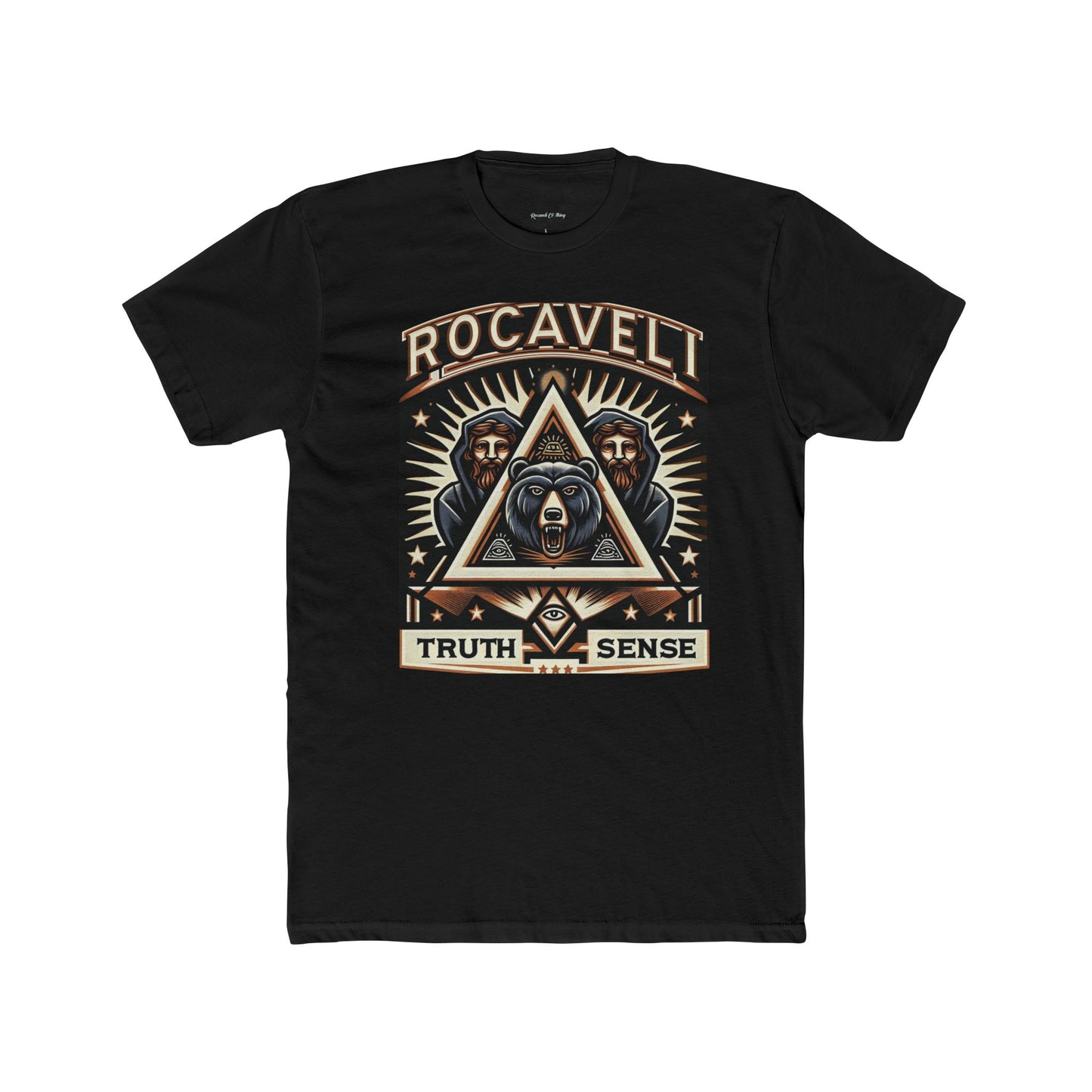 Rocaveli 'Truth & Sense' Graphic Tee — Vintage Mystic Bear Triangle Design