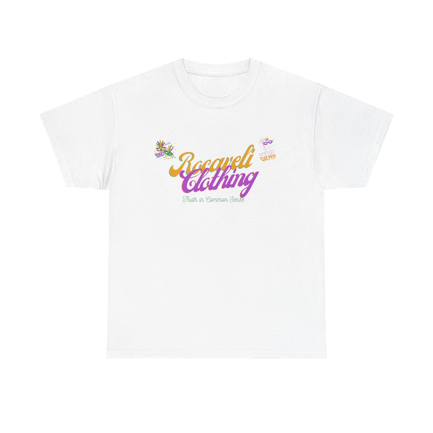 MARDI GRAS Tee – "Rocaveli Clothing" Vintage Logo T‑Shirt