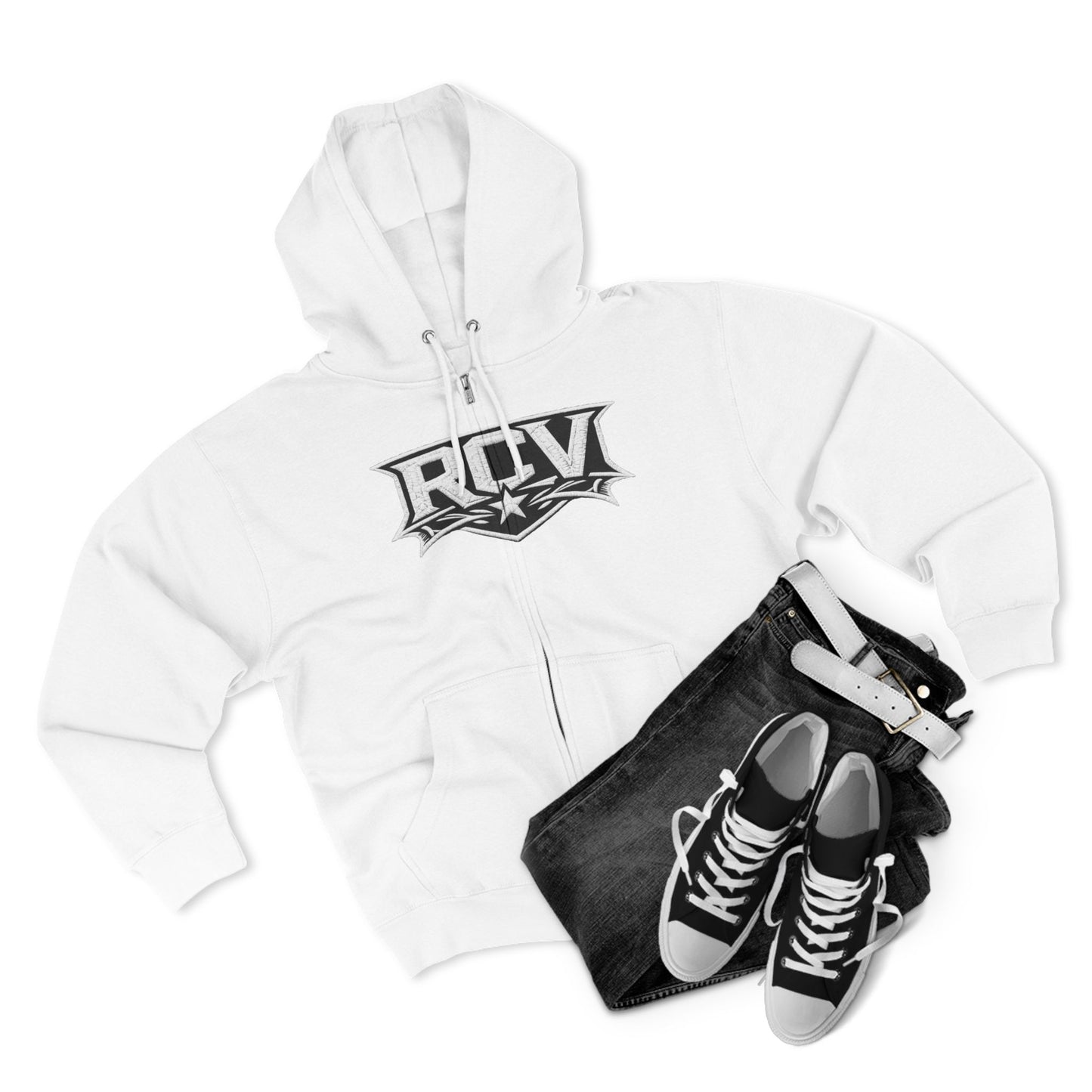 Rocaveli Zip-Up 3RD EYE Hoodie — Graphic Logo Streetwear Jacket
