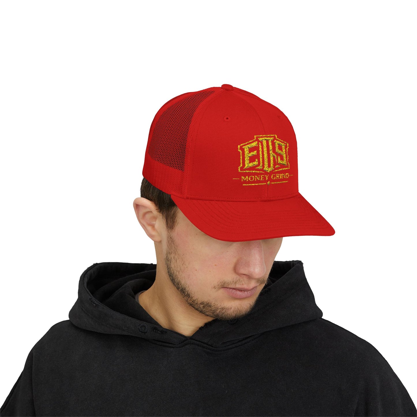 Money Grind Gold Logo Snapback Trucker Cap