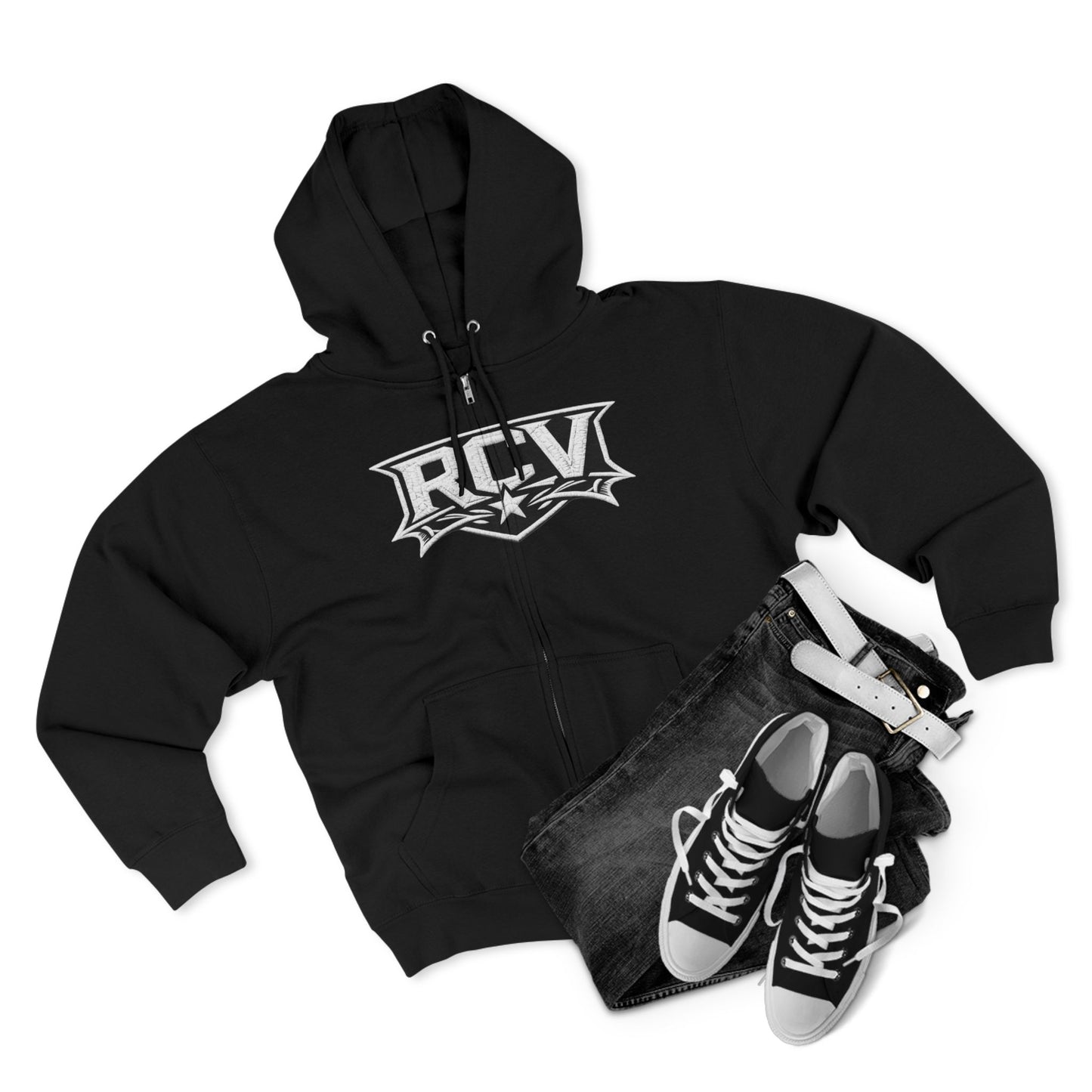 Rocaveli Zip-Up 3RD EYE Hoodie — Graphic Logo Streetwear Jacket