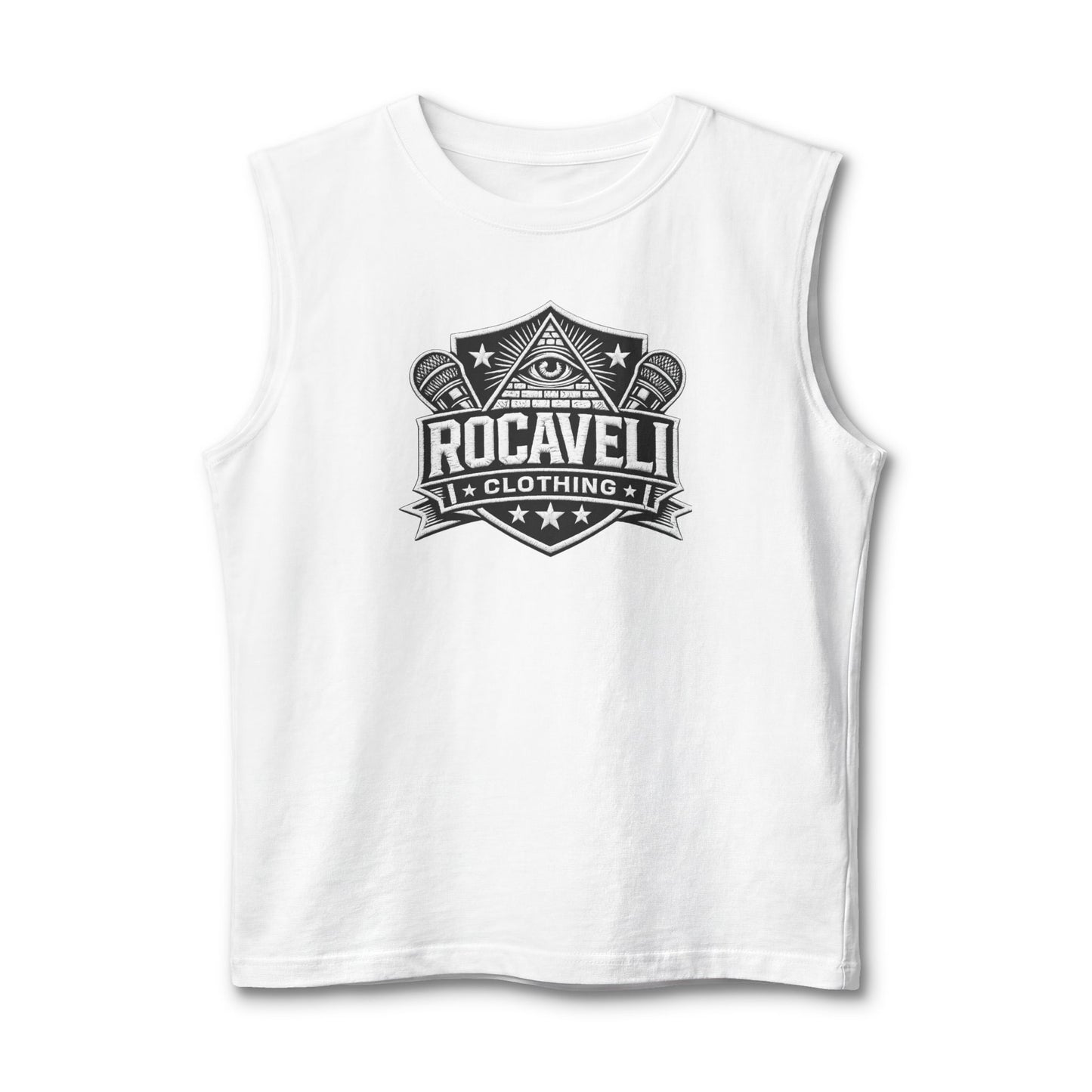 Rocaveli Shield Muscle Tank — Vintage All-Seeing Eye Logo Sleeveless Tee