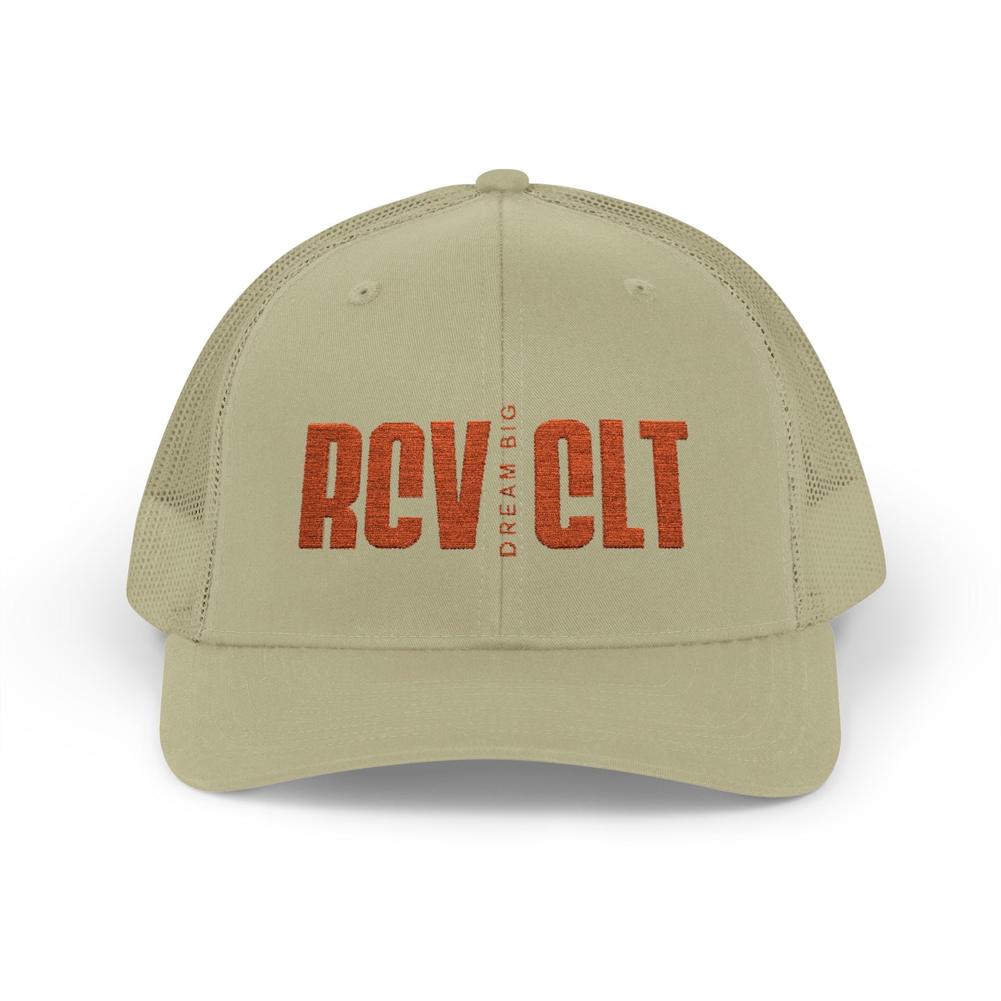 RCV CLT Embroidered Trucker Cap — Retro Orange Mesh Snapback