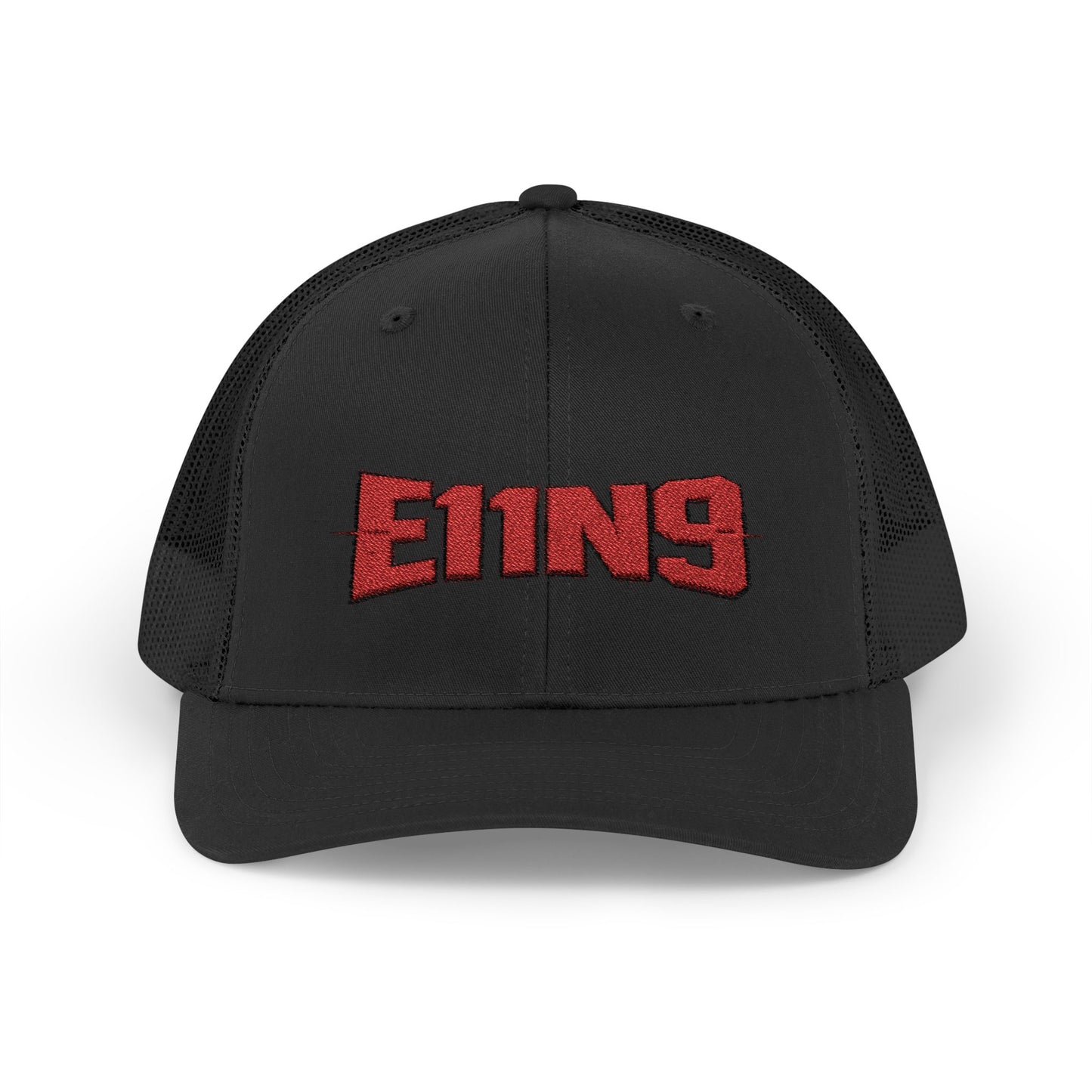 E11N9 Trucker Hat — Retro Red Embroidered Snapback Cap