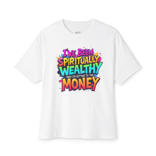 Spiritual Wealth Oversized Tee - Colorful Boxy Shirt for Manifestation, Affirmation Wear, Inspirational Gift,
