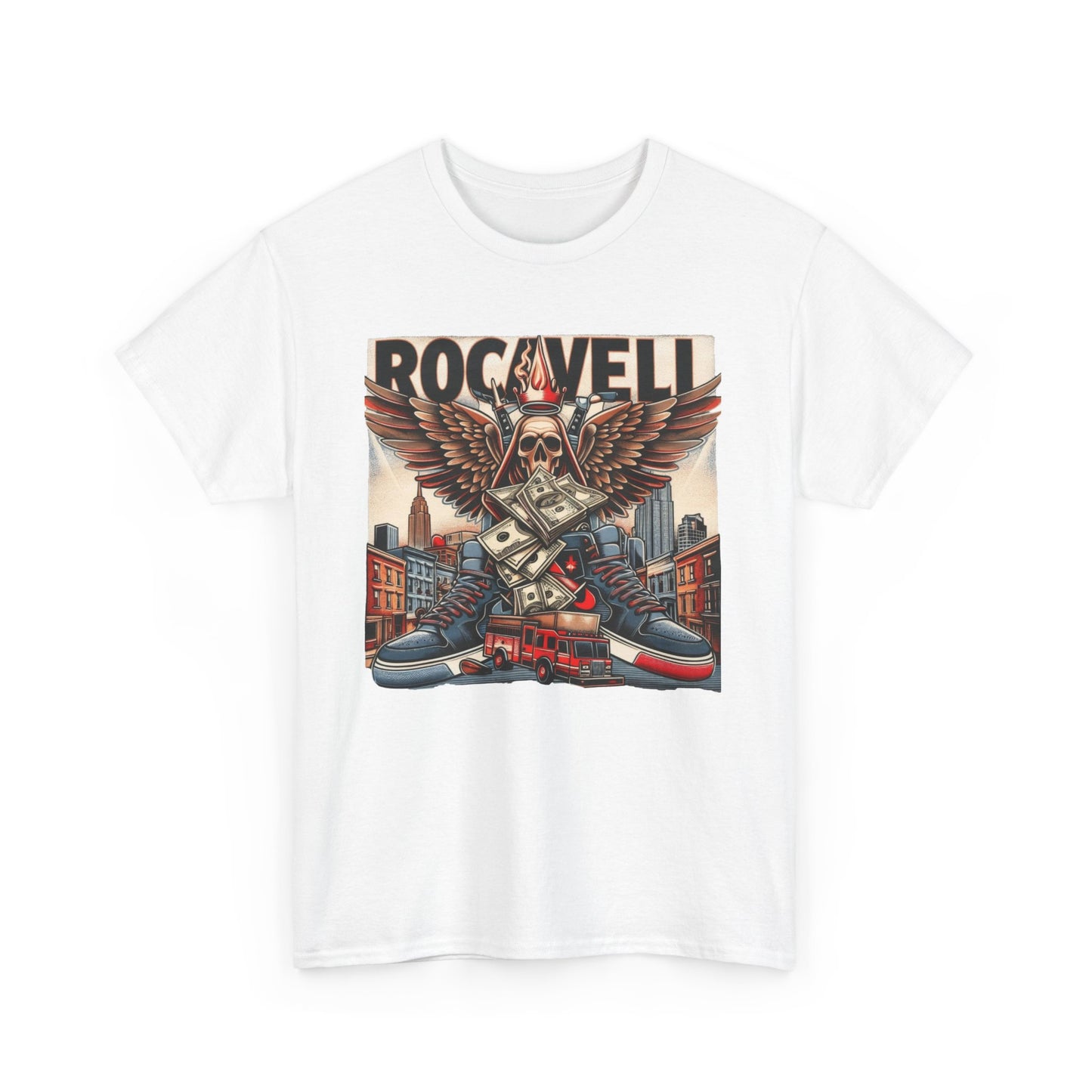 ROCAVELI CLOTHING Graphic Tee - Vintage Winged Skull City Skate Design