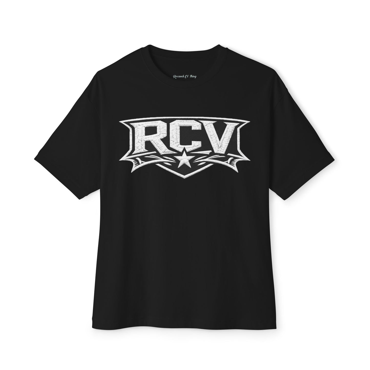 Rocaveli Logo Tee — Graphic Boxy T-Shirt with 'RCV' & Rocaveli Back Emblem